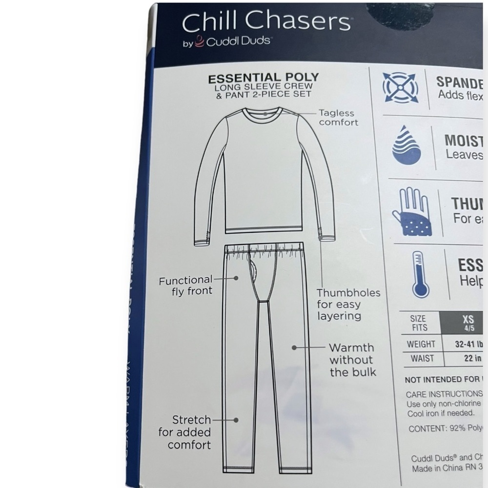 NEW Cuddl Duds Boys Black 2-pc Warm Base Layers Crew /Pant - Picture 3 of 7